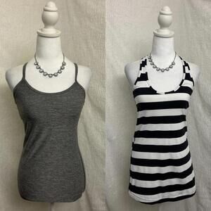 Lululemon Tank Top Bundle S M Built In Bra Racerback Grey Stripe Athleisure
